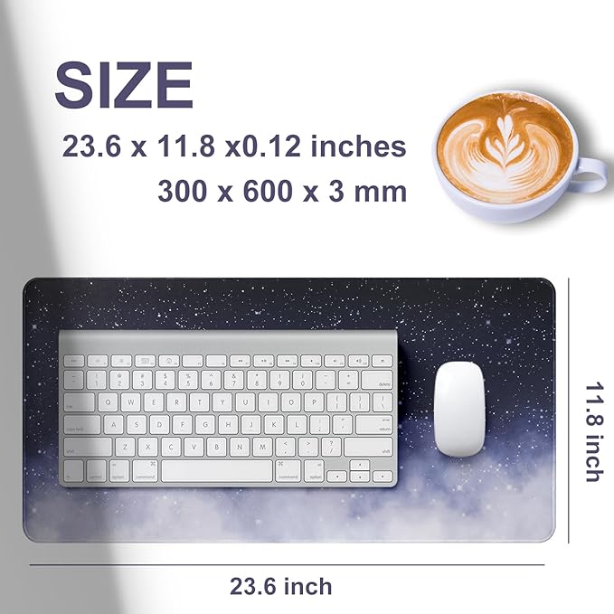 11.8x23.6 Inches Large Gaming Mouse Pad Mat with Stitched Edge Non-Slip Rubber Base Washable Resilient for Office Computers Laptop Table Mouse Pads Mats Accessory (Starry Sky)