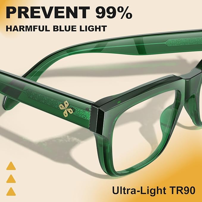 VISOONE TR90 Square Blue Light Blocking Glasses Fashion Computer Eyewear for Women and Men RANDI