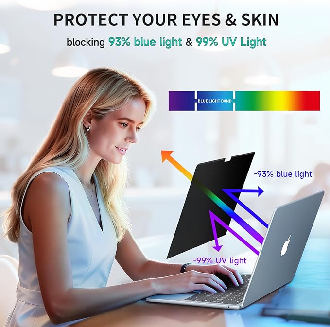 Magnetic Privacy Screen for MacBook Air 15 Inch (2023-2026, M2, M3, M4, M5),Removable Anti Glare Blue Light Filter for Mac 15.3In Laptop Privacy Filter Shield Protector
