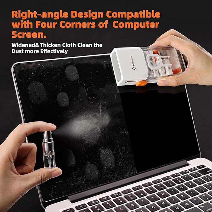 Tassmpitor Laptop Cleaning Kit, All in 1 Keyboard Cleaning kit for MacBook iPad iPhone, Compact Keyboard Cleaner with Brush and Spray for Tablet, Airpods, Earbud, Computer Screen, PC Monitor, White - Image 3
