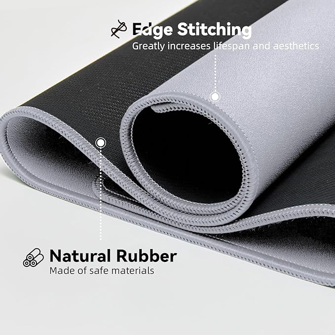 Waterproof Large Gaming Mouse Pad with Durable Stitched Edges, Non-Slip Rubber Base, Grainy Jacquard Mouse Mat Desk Pad for Home Office Gaming, 31.5''x11.8''x0.12'', Matte Light Gray