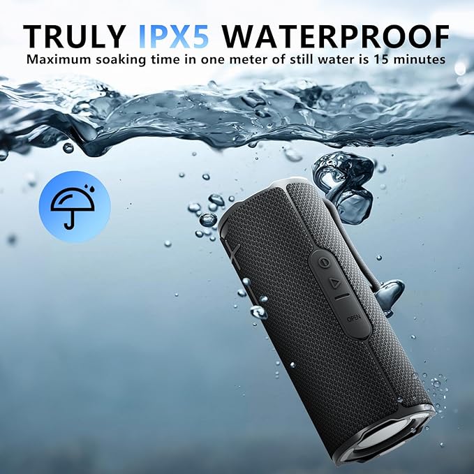 BYANDBY Bluetooth Speaker with IPX5 Waterproof 2 Portable, Long Playtime, Wireless Stereo Pairing, 12W Stereo Sound, BT 5.3, Bassup, Electronics for Home, Shower, Outdoors, Travel(Black)