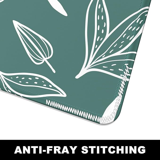 BOSOBO Large Desk Pad, XXL XL Extended Gaming Pad, Desktop Full Cover 31.5 x 11.8 Inches, Minimalist Green Flowers