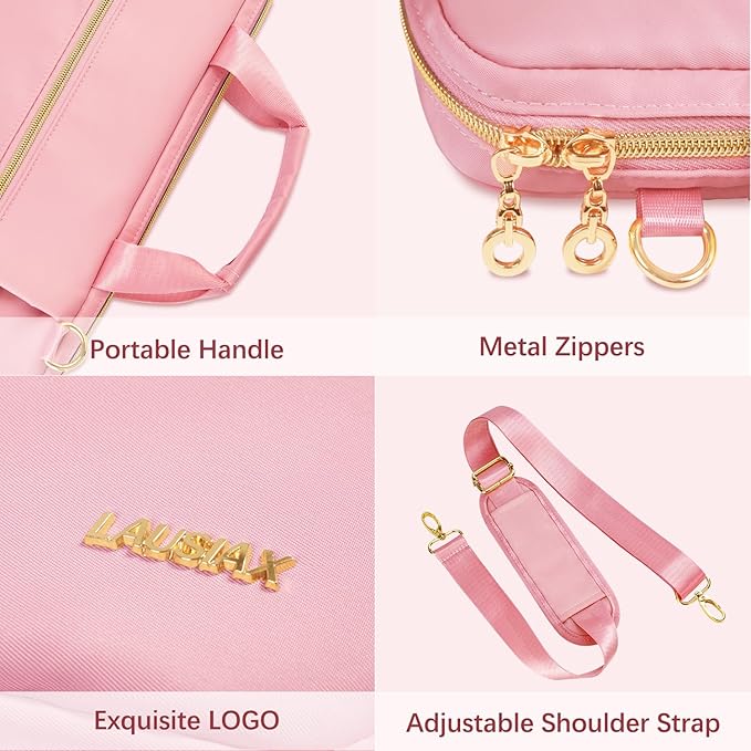 15.6 16 Inch Laptop Bag Case for Women Men Compatible with MacBook Pro M5/HP OmniBook Omen Envy/Dell Pro Inspiron/Lenovo Yoga IdealPad, Messenger Carrying Briefcase Computer Bag Case, Pink