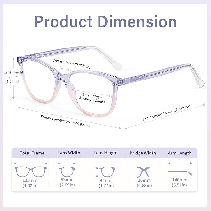 Madison Avenue Blue Light Blocking Glasses Anti Eyestrain UV Glare Blue Light Glasses for Women with Case, TV Phone Computer Gaming Eyeglasses (Purple Gradient Brown)