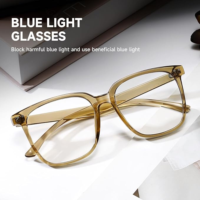 Oversized Square Blue Light Blocking Glasses for Women and Men - Gaming & Computer Anti-Fatigue
