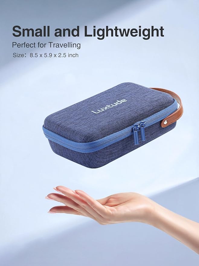 Luxtude Charger Organizer Travel Case, Portable Tech Organizers, Hard Shell Zipper Case for Electronics, Travel Essentials, Blue (External Size 8.5 x 5.9 x 2.5 Inch)