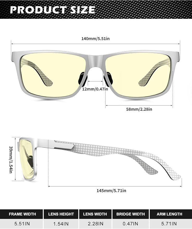 ANYLUV Carbon Fiber Reading Glasses for Men Women, Blue Light Blocking Computer Readers, Anti Glare Spring Hinge