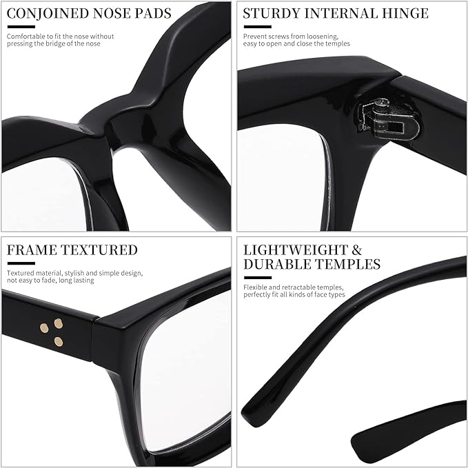 COASION Blue Light Blocking Eyeglasses Classic Thick Square Rim Frame Eyewear for Women Men