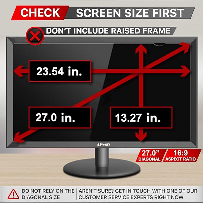 27 Inch Privacy Screen Filter for Widescreen 16:9 Monitor | Privacy Shield | Anti-Glare | Anti-Blue light | Anti-SPY | Eye Protection | Computer Security Private Filter Protector