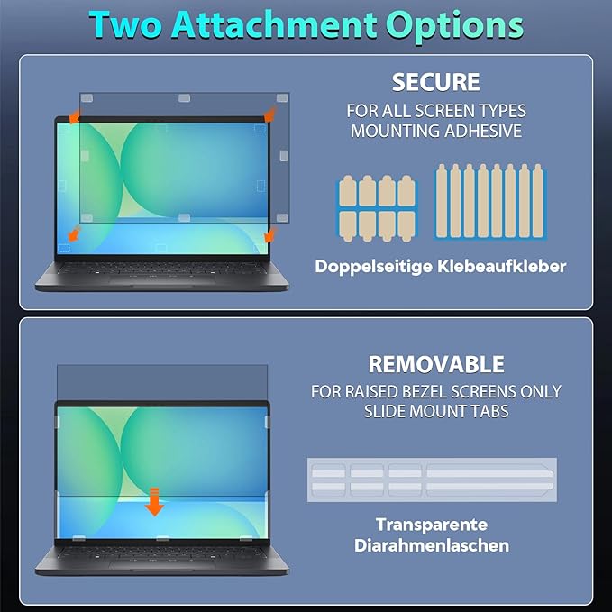 Laptop Privacy Screen 14 Inch 16:10 Aspect Ratio, Removable Laptop Screen Privacy Shield Compatible with Lenovo Hp Dell Acer Asus Thinkpad Envy Xps, Anti Glare Blue Light Computer Filter Protector