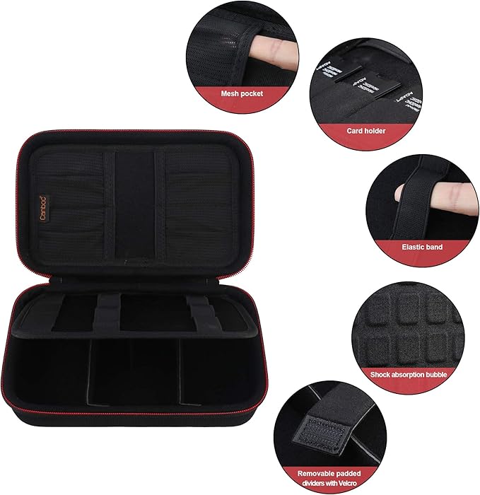 Canboc Hard Electronic Organizer Travel Case Electronics Accessories Cable Gadget Wire Storage Tech Bag Double Layer Shockproof Box for Charger Cord Flash Drive Mouse Apple Pencil Power Bank, Black