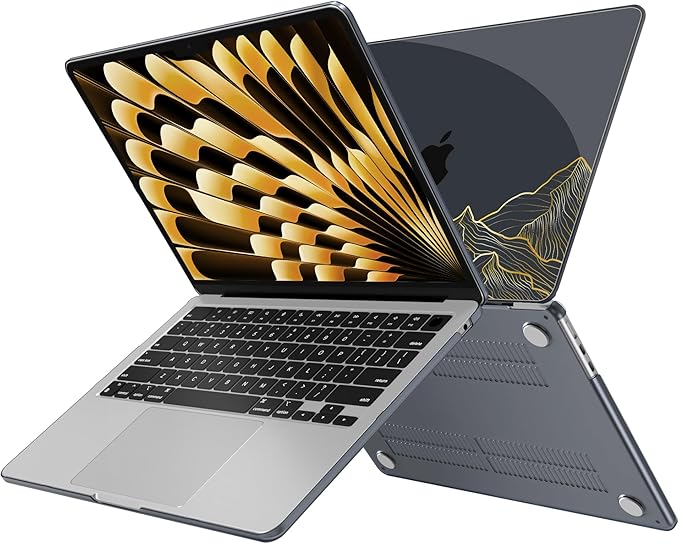 G JGOO Compatible with MacBook Air 13 inch Case 2026 2025-2022 M5 A3449 M4 A3240 M3 A3113 M2 A2681, Hard Shell for MacBook Air 13.6 inch Case + Keyboard Cover + Screen Protector, Abstract Mountain