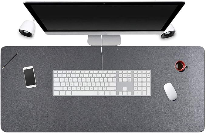 Desk Pad for Office Home 31" x 13",PU Leather Waterproof Large Desk Writing Mat Organizer,Multifunctional Ultra Thin Dual Use Desk Blotters Mouse Pad Protector … (Grey)