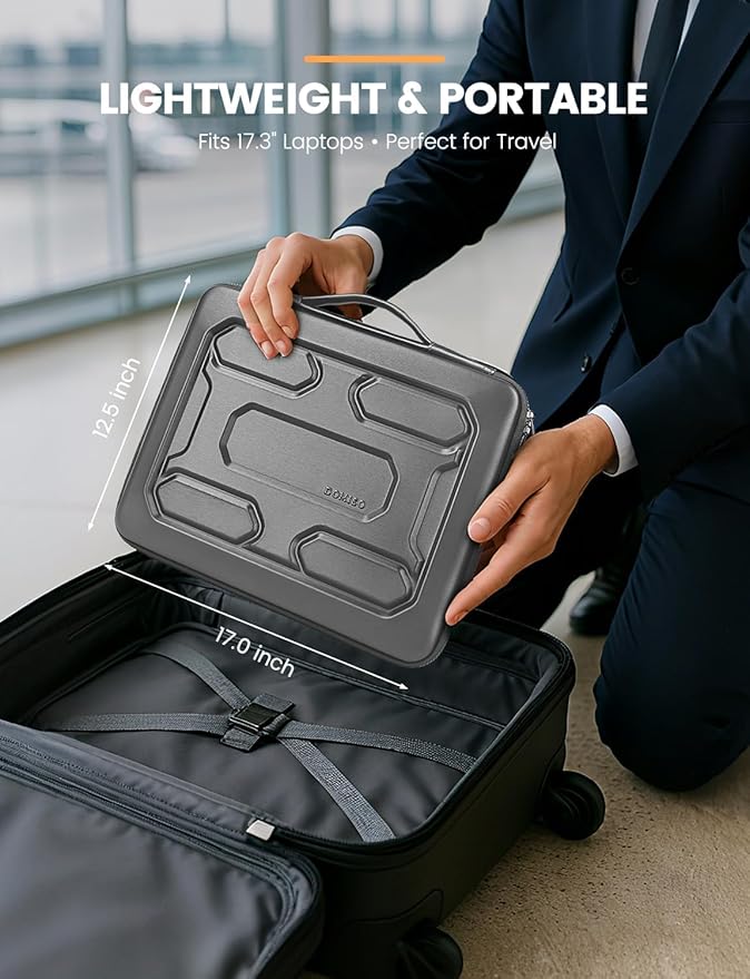 DOMISO 18 inch Laptop Sleeve with Handle Shockproof Computer Bag Waterproof EVA Protective Carrying Case for 17.3" MSI GS73VR Stealth Pro/HP Envy 17/LG Gram 17"/ROG Strix GL702VS, Dark Grey