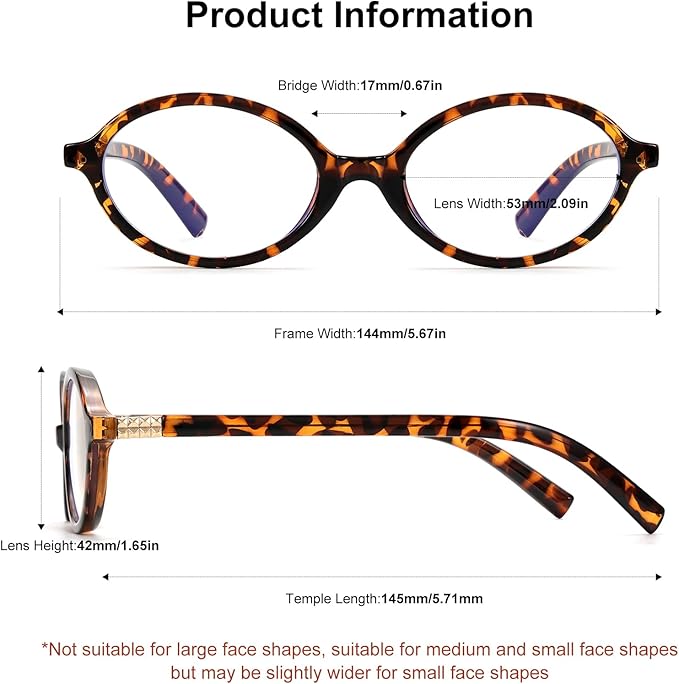 ViewJoy Retro Oval Blue Light Glasses for Women Fashion Computer Glasses Bluelight Blocking Eyewear Vintage Frame