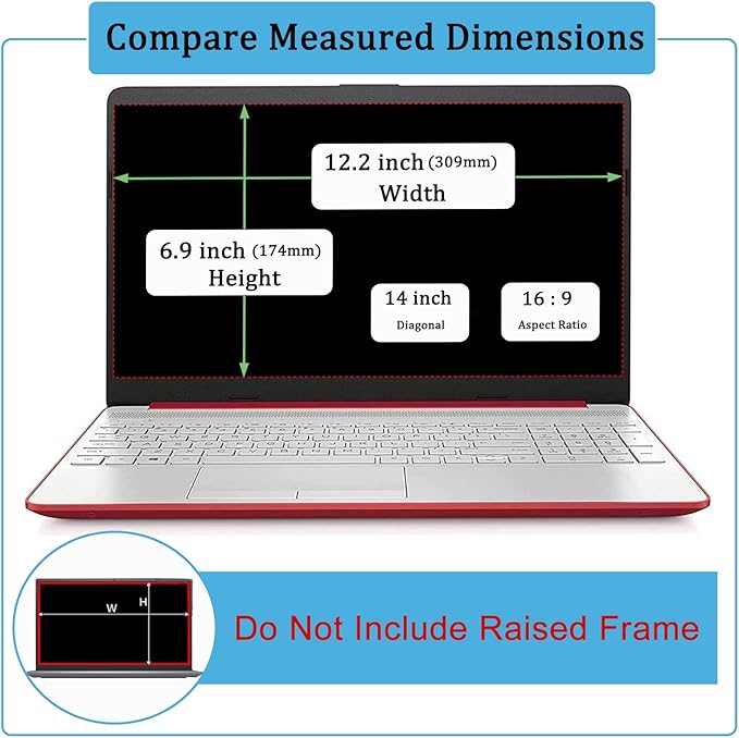 14-inch Tempered Glass Screen Protector for Universal 14" with 16:9 Aspect Ratio Laptop Lenovo/HP/Dell/ASUS/LG/Acer/MSI/Samsung etc, 9H Hardness, Ultra HD (Not Fit 14" 16:10)