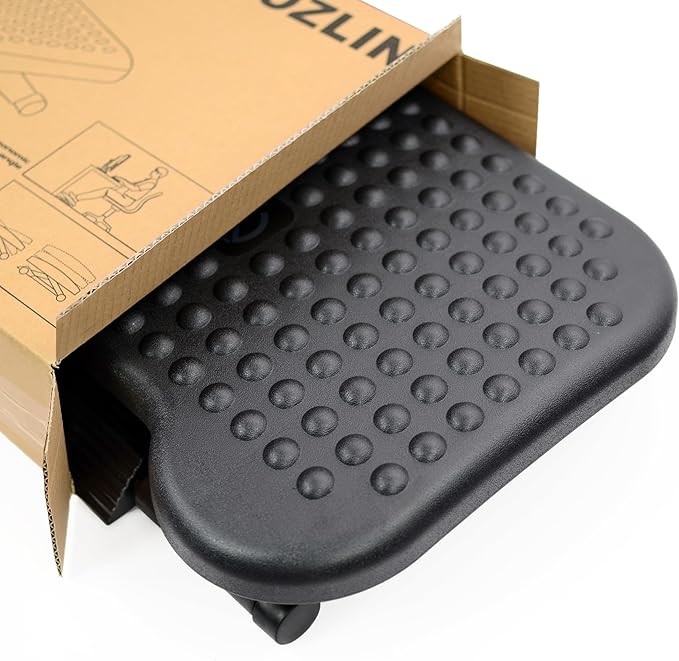 Under Desk Footrest Adjustable Height Comfy Foot Rest with 30 Degree Angle Adjustment for Comfort Home, Office Pressure Relief