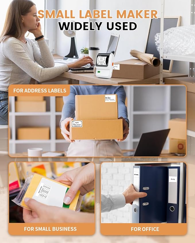 Label Maker Machine with 3 Tapes, M100 Bluetooth Label Printer, Versatile App with 3000 Icons and 300 Templates, 2 Inch Barcode Label Maker for Small Business, Office, Home, School, White