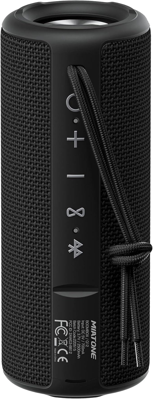 MIATONE Boombox Outdoor Portable Bluetooth Speaker Waterproof Wireless Speakers - Black