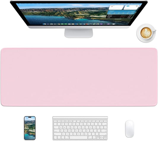 Pink Mouse Pad, 31.5 x 11.8 Large Desk Mat with Stitched Edges & Non-Slip Base, Mousepad for Office, Home, Work