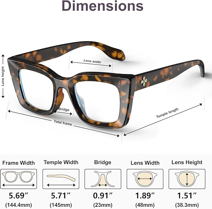 VISOONE Cat Eye Blue Light Blocking Glasses TR90 Anti-glare Women Calida
