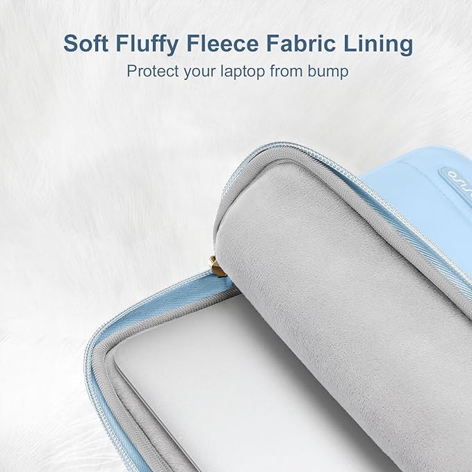 MOSISO Laptop Case 13.3 inch,13-13.3 inch Puffy Laptop Sleeve Compatible with MacBook Air 13.6 M5 M4 M3 M2 M1/Neo/Pro 13/14,HP Dell ASUS Lenovo,Polyester Horizontal Bag with Small Case, Air Blue