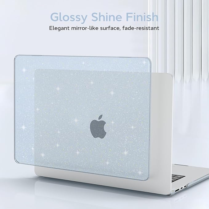B BELK Compatible with MacBook Air 13 inch Case M5 2026 2025-2022 M4 M3 M2 A3449 A3240 A3113 A2681, Plastic Hard Shell+Keyboard Cover+Screen Protector for MacBook Air 13.6 inch Case, Sparkly Sky Blue