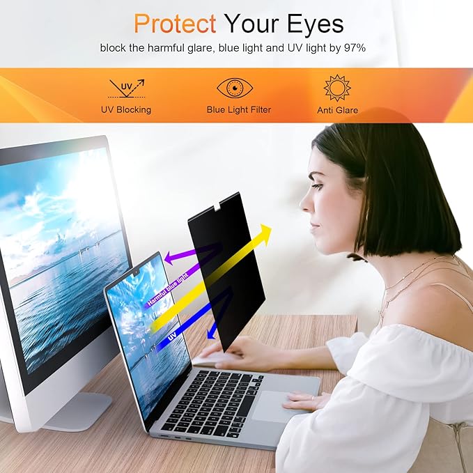 Magnetic Privacy Screen for MacBook Air 13.6 & 13 Inch 2022-2026 (M2, M3, M4, M5), Matte Removable Anti Glare Blue Light Filter