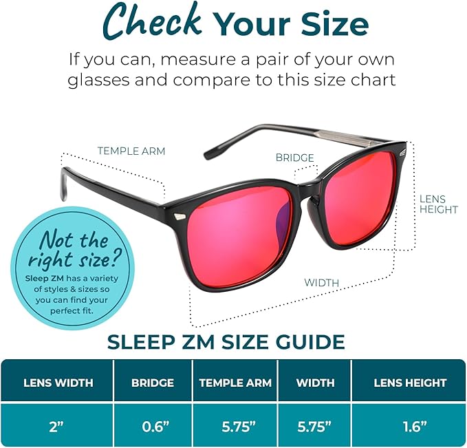 Sleep ZM Blue Light Blocking & Light Sensitivity Glasses - 8 Lens Types for Comfort, Relaxation, Sleep & Relief - 50+ Styles