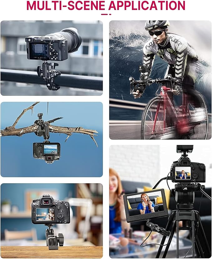 ULANZI Super Clamp Camera Clamp Mount Monitor 360° Ballhead Magic Arm Double Ball Head Adapter with 1/4"-20 & 3/8"-16 Thread for Canon Nikon DSLR Camera/Gopro/LED Lights/Ronin-M/Ronin MX/Freefly MOVI - Image 7