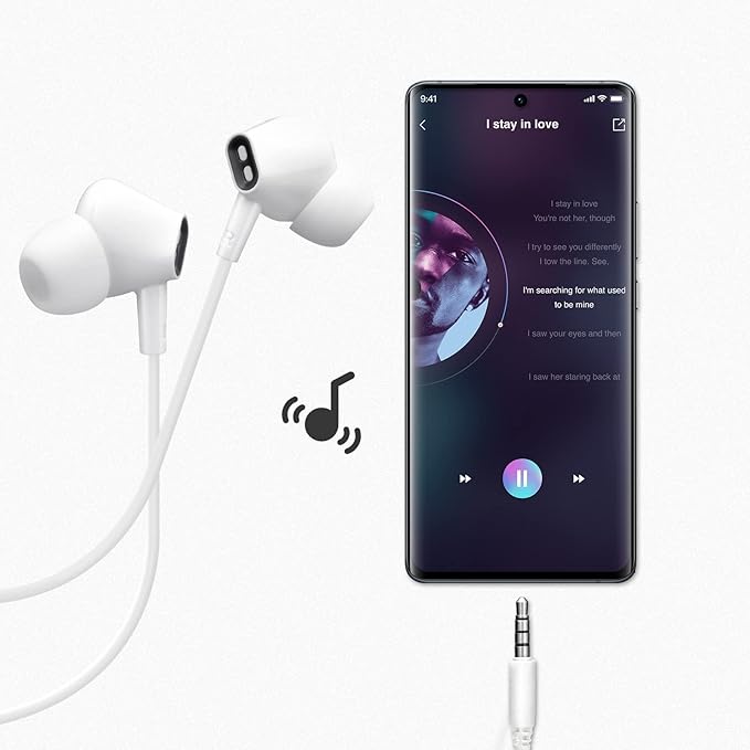 Wired Earbuds Headphones for School with Microphone Noise Isolating Stereo Bass in-Ear Earphones – for Smartphones, Tablets, Schools, Ipads, Multiuse - 3.5mm Plug in Audio Jack - White