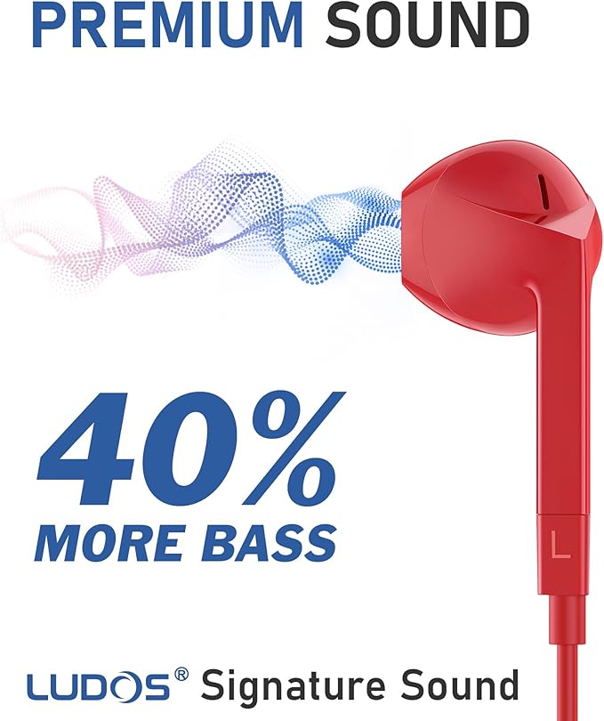 LUDOS FEROX USB C Headphones for iPhone 17 16 15 Pro Max Plus Air iPad Pro, 5 Years Warranty, USB-C Earbuds for Samsung Galaxy S24 S23 Ultra S22 S21 FE S20 Z Flip 3 Fold 4 A53, USB Type C Earphones