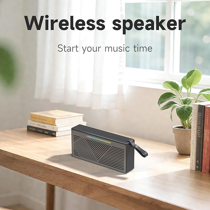 Bluetooth Speaker Wireless Portable IPX5 Waterproof for Home Party Outdoor Beach, Black