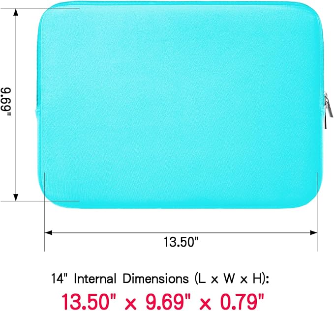 RAINYEAR 14 Inch Laptop Sleeve Case Protective Soft Padded Zipper Cover Carrying Computer Bag Compatible with 14" Notebook Chromebook Tablet Ultrabook (Blue)