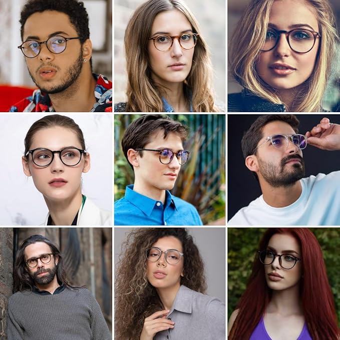 JOVAKIT Round Blue Light Glasses for Women Men Fashion Retro 90s Small Frame Computer Eyeglasses Anti Eyestrain