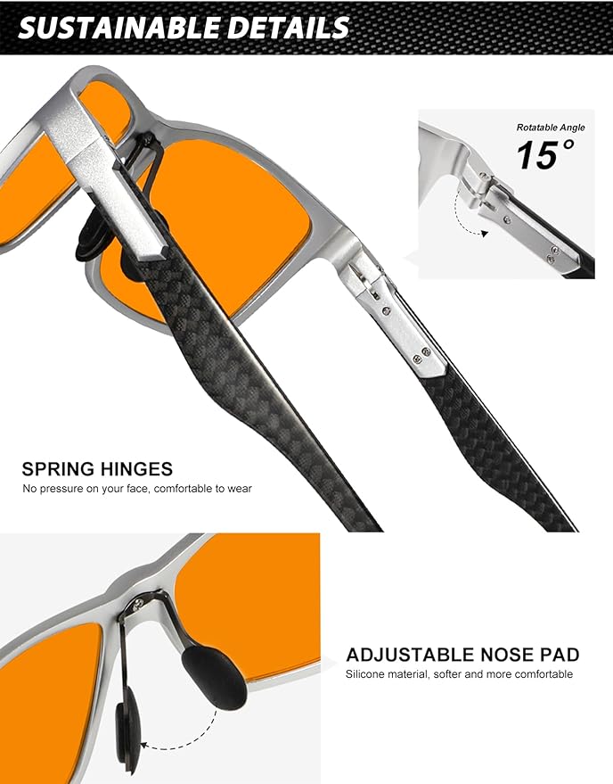 ANYLUV Carbon Fiber Reading Glasses for Men Women, Blue Light Blocking Computer Readers, Anti Glare Spring Hinge