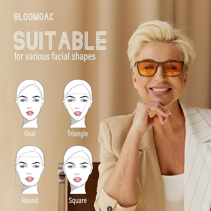 Bloomoak 100% Red Lens Blue Green Light Blocking Glasses- Dual AR Coatings Sleep Glasses Before Bed - Anti Glare, Fatigue