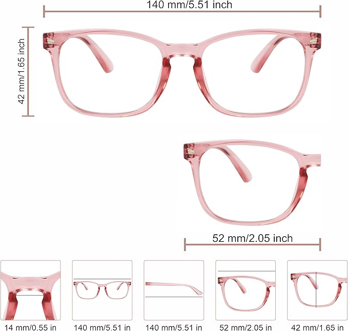 Blue Light Glasses for Woman Men | 99% Blue Light Blocking Glasses | Computer Glassess | Gaming | TV Phone Screen Reader Square Frame | Anti Eyestrain & UV Glare,1 Pack