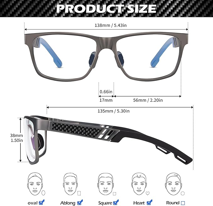 ANYLUV Blue Light Blocking Glasses Men Computer Gaming Glasses Lightweight Al-Mg Metal Anti Eyestrain Eye Protection
