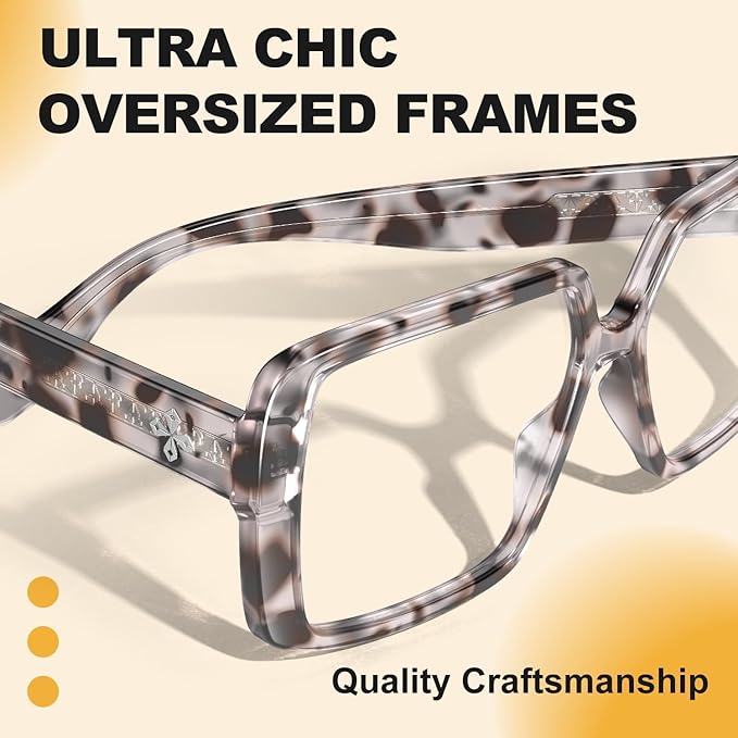 VISOONE Oversized TR90 Blue Light Blocking Glasses Fashion Accessories Non Prescription for Women Harvard