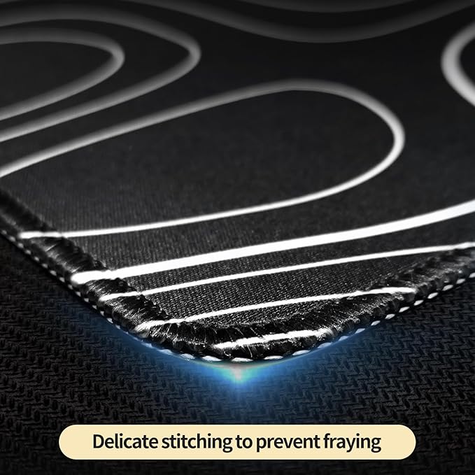 Bloss XL Topographic Mouse Pad Long Desk Mat, Black Mouse Keyboard Pad, Desk Pad, Large Gaming Mouse Mat Non-Slip Rubber (31.5 x 15.7 x 0.12 Inches)