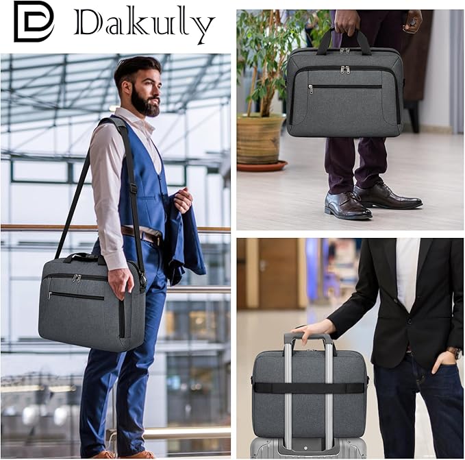 Laptop Bag 15.6 Inch Laptop Briefcase Computer Bag for Men Women Waterproof Business Office Work Large Laptop Case 15.6 Inch Adjustable Shoulder Messenger Bag Grey