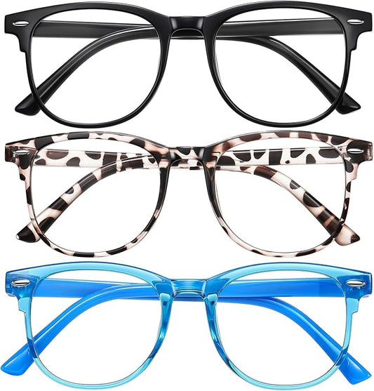 Okany Blue Light Glasses for Kids 3 Pack Anti Glare & Eye Strain Glasses Computer TV Phone Tablets UV Protection Glasses