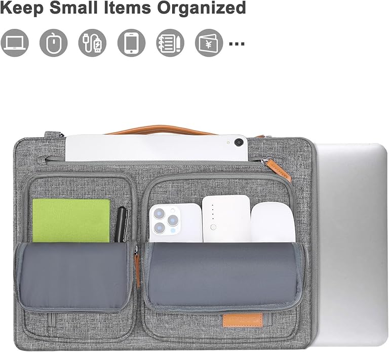 MOSISO 360 Protective Laptop Shoulder Bag, Computer Bags, Side Open Messenger Bag with 5 Accessory Pockets & Belt
