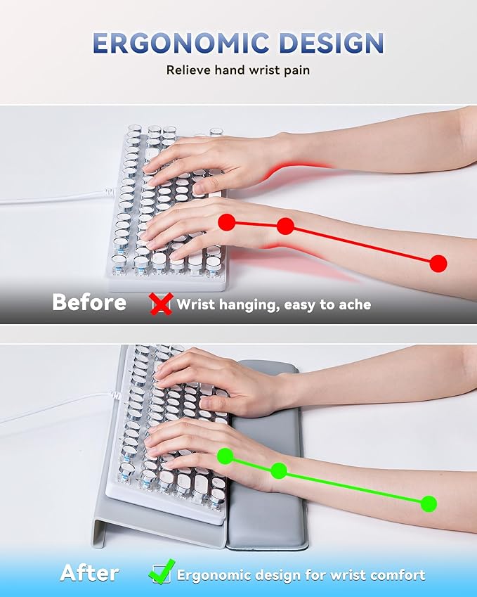 Laborio Computer Keyboard Wrist Rest Stand for Desktop, Keyboard Holder for Easy Typing with Wrist Pad for Office Desk, Home, School (Gray)