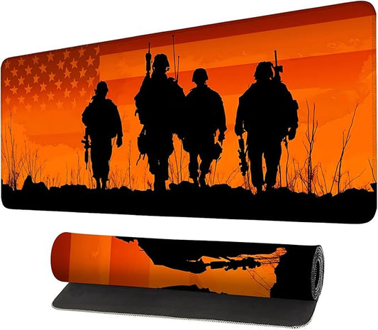 Mouse Pad, Large Anti-Slip with Stitched Edges Desk Mat Desktop Laptop Computer Desk Keyboard Mat,Table Protector Blotter Mat (Soldier, 35.4" x 15.7")