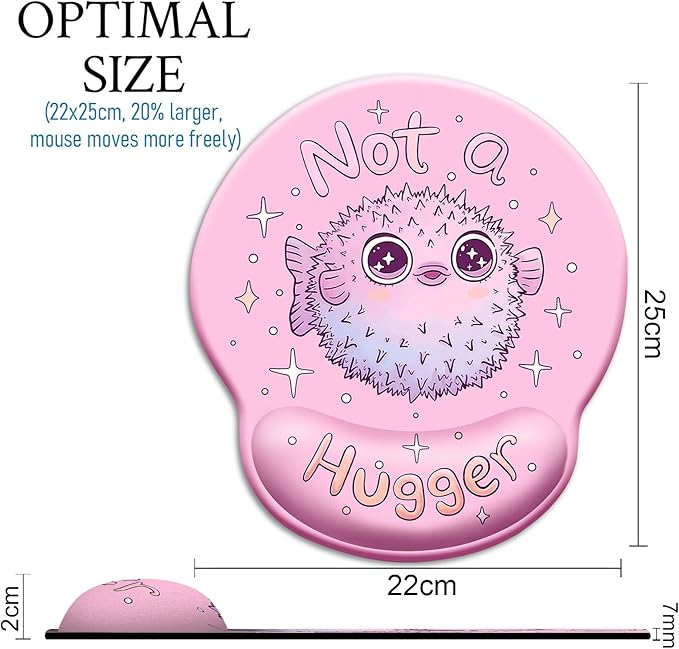 Mouse Pad with Wrist Rest, Pufferfish Ergonomic Mousepad Wrist Support for Desk, Cute Animial Gaming Mousepads for Wireless Mouse Funny Computer Work Home Desk Accessories Office Supplies Decor