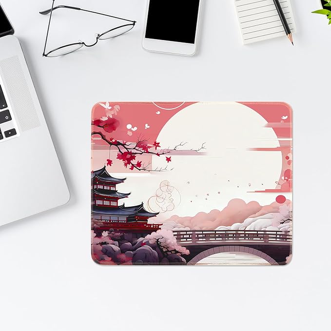 Japanese Small Gaming Mouse Pad 10.2 x 8.3 in Computer Mouse Pad Anime Gaming Mousepad, Expanded Architecture Cute Desk Pad with Nop-Slip Suitable for Home Office