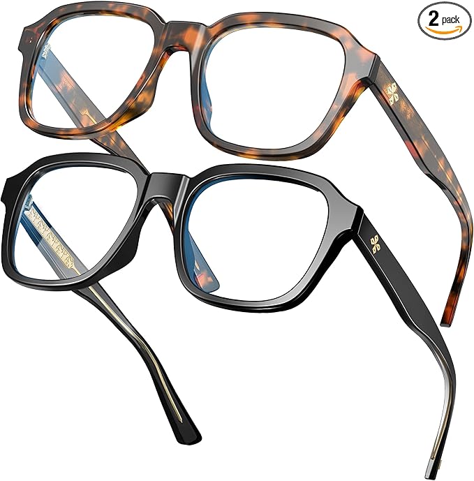 VISOONE Oversized Square Blue Light Blocking Glasses Fashion Computer Eyewear for Women and Men BENNETT